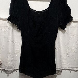 Navy blue silk top
